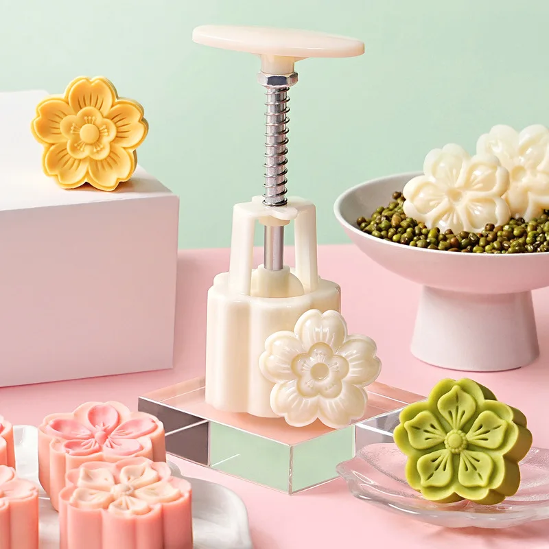 Sakura Mooncake Mold Hand Press Food Grade Pastry Mold for Mung Bean Cake Home Baking Tool