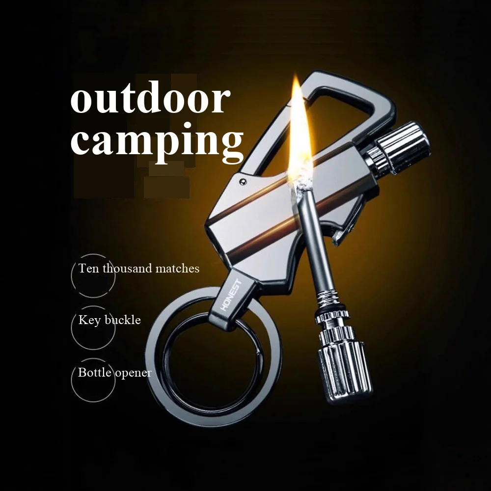 

Multifunctional 3-in-1 Keychain Match Lighter Metal Body Portable Outdoor Camping Windproof Lighter