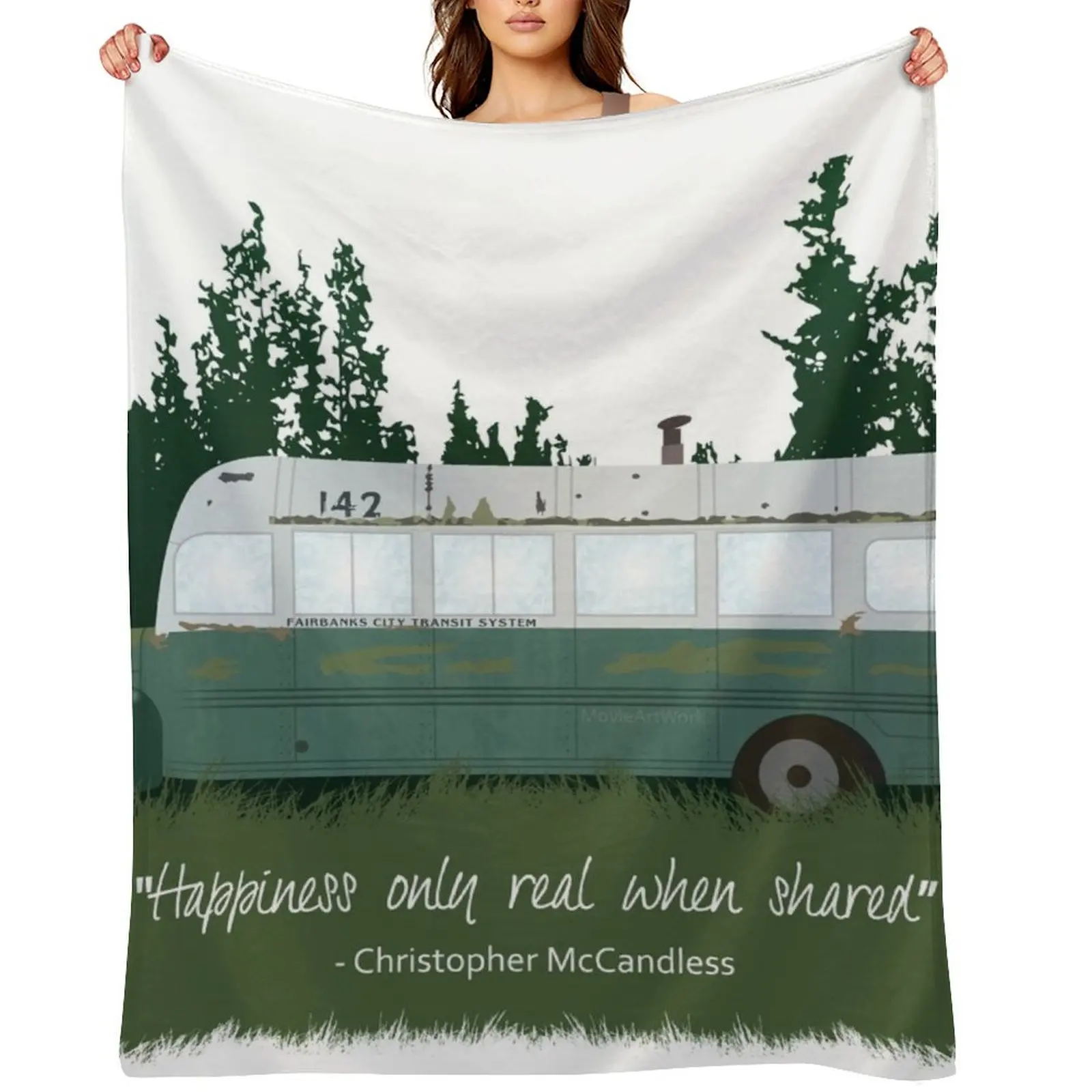 

Into The Wild - Bus 142 Throw Blanket Extra Large Throw Plaid Flannels Decorative Throw Blankets
