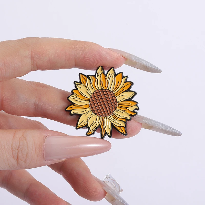 Beautiful Sunflower Brooch Enamel Pins Romantic Floral Metal Brooches Decoration Backpack Badge Jewelry Gifts for Flower Lovers view 4