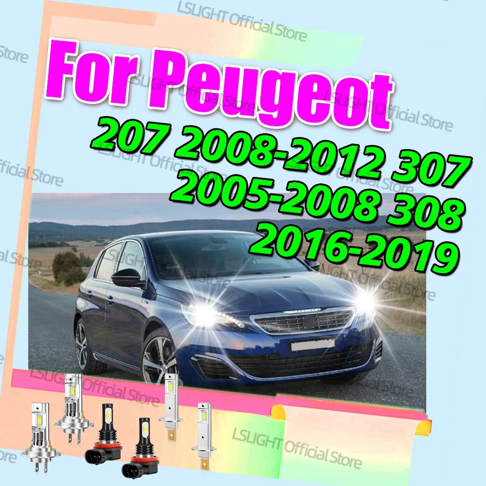 2/6x For Peugeot 207 2008-2012 307 2005-2008 308 2016-2019 Super Brightness 3570 CSP LED Headlights 6000K Fog Lamp Bulbs 12V