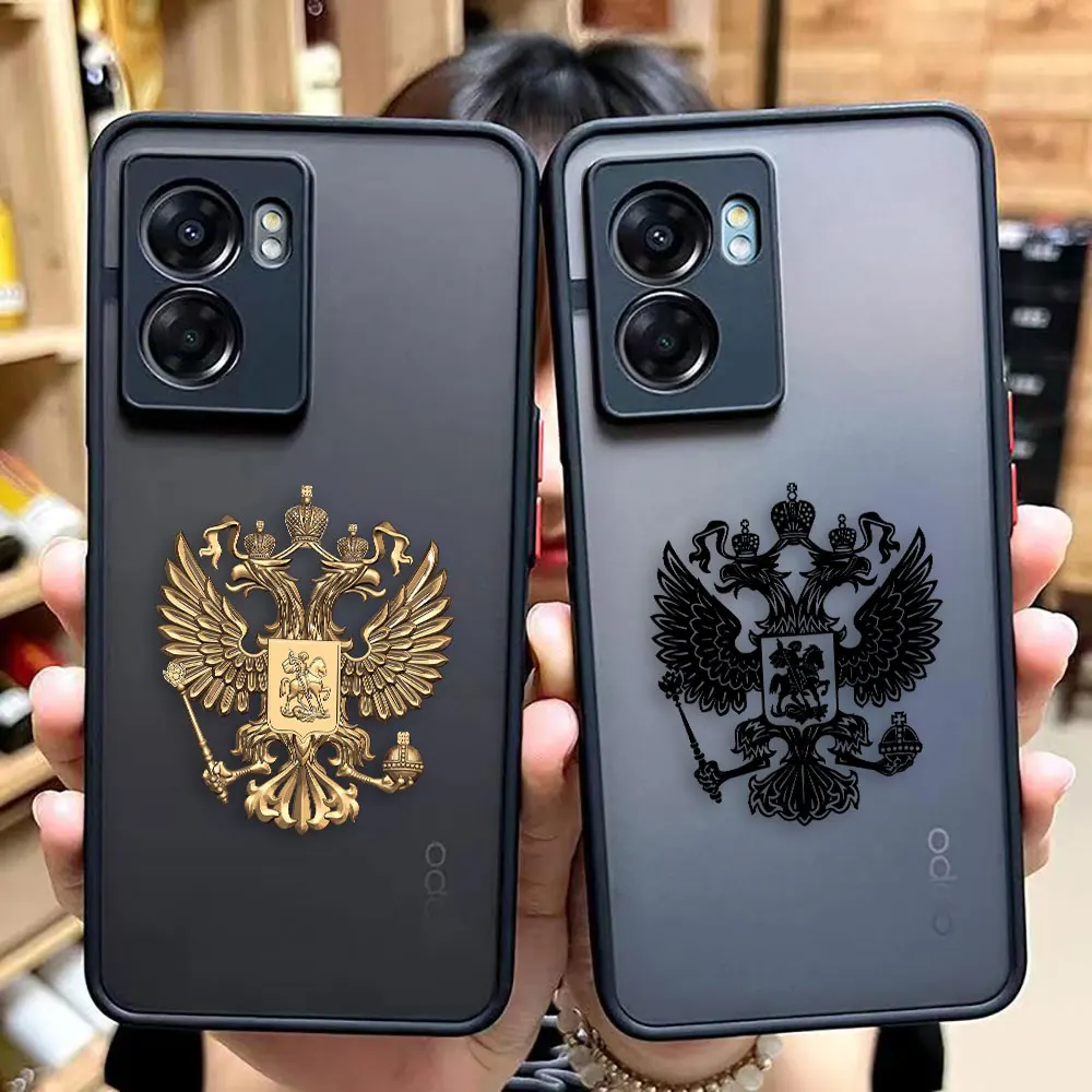 Two-headed Birds Russian Flags Emblem Matte Phone Case for OPPO A95 A94 A93 A92 A78 A74 A73 A72 A57 A55 A54 A53 A17 A16 A15 Case