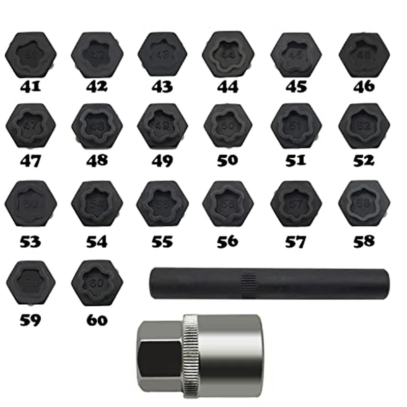 22PCS Wheel Locking Nut Key Kit, Wheel Lock Nut Socket Adapter Set, Wheel Anti-Theft Lug Nut Removal Tool