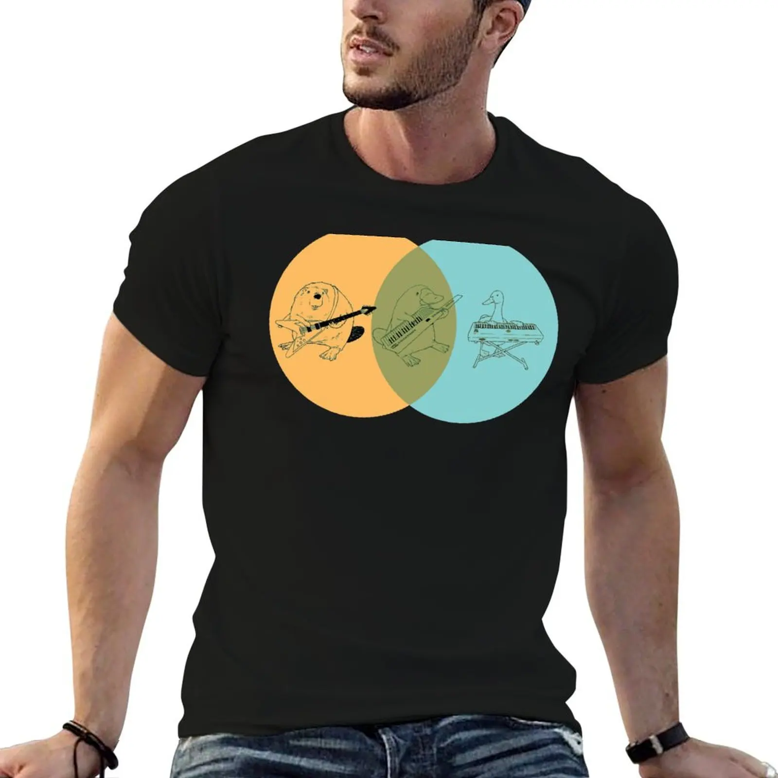 Keytar Platypus Venn Diagram - OGB T-Shirt blanks customizeds graphic shirts fruit of the loom mens t shirts