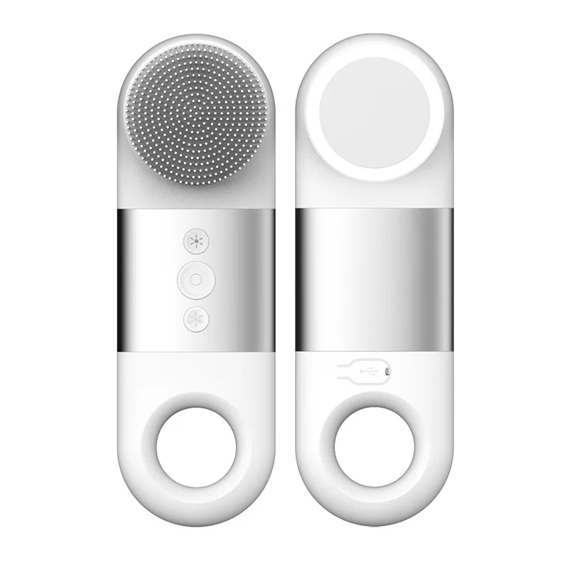 Portable Silicone Face Cleansing Brush Vibration Massage With Red Light Blue Light Care