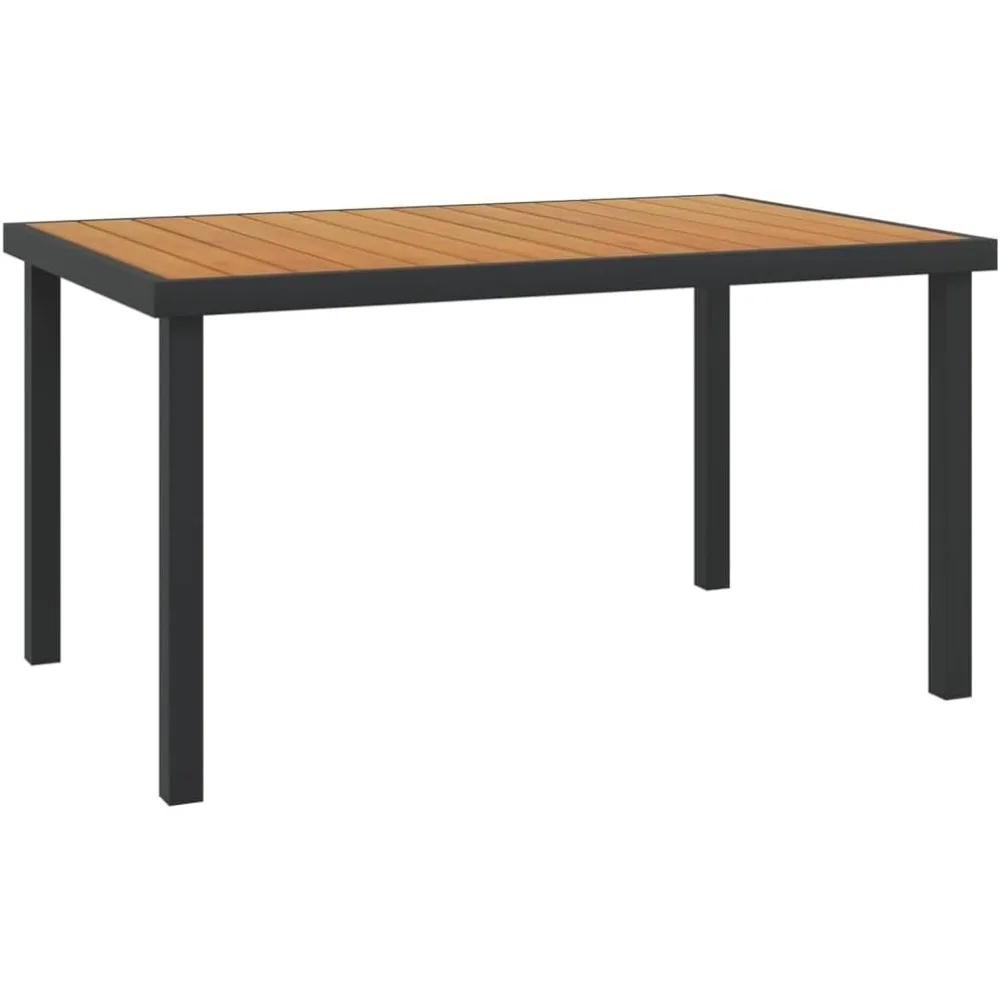 

Outdoor Patio Dining Table 55.1x35.4x29.1, Modern Industrial Style, Aluminum and WPC Material, Brown Color, Easy Assembly