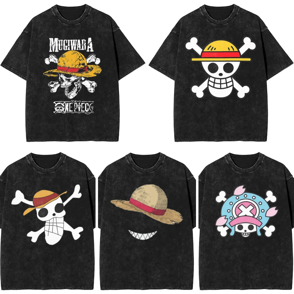 Straw Hat Jolly Roger O-One P-Piece T-Shirt Harajuku T-Shirts Short Sleeve Tshirt Summer Casual Round Neck Oversized Top Tees