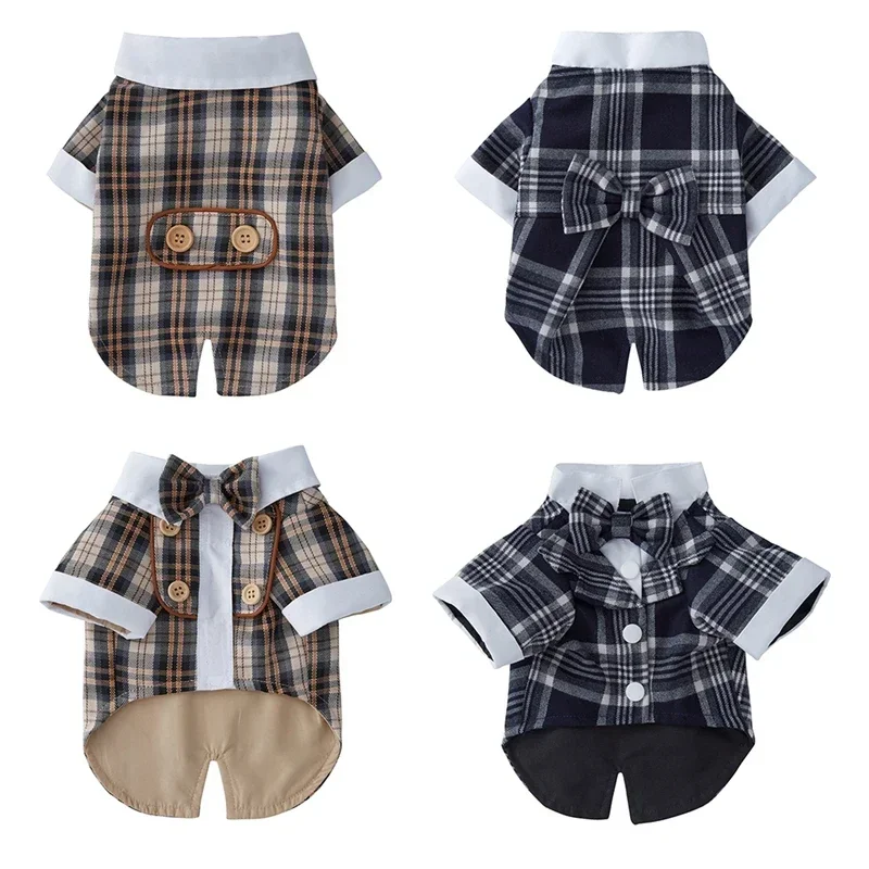

Gentleman Dog Clothe Pet Classic Plaid Shirt Dog Wedding Outfit Shirt Clothe French Bulldog Teddy Halloween Christmas Costume