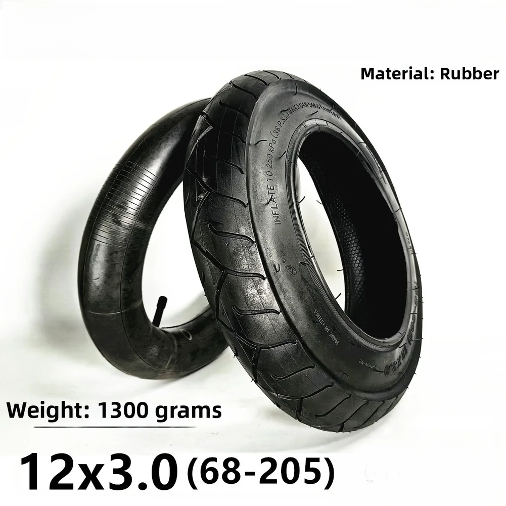 /12x3.0 /Electric /Scooter Tire And Inner Tube Kit 68-205 Straight Valve Rubber Anti-slip For Tread Black Replacement Wheel For