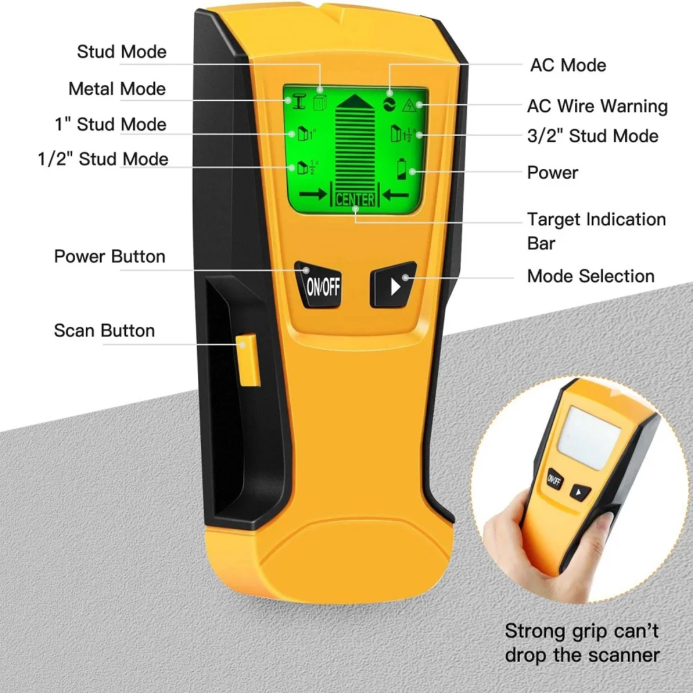 Imagem -04 - Scanner de Parede com Tubo Sensor Localizador Eletrônico Stud Wood Joist Finder Pipe Wire Detector Metal Detector Tools em 1