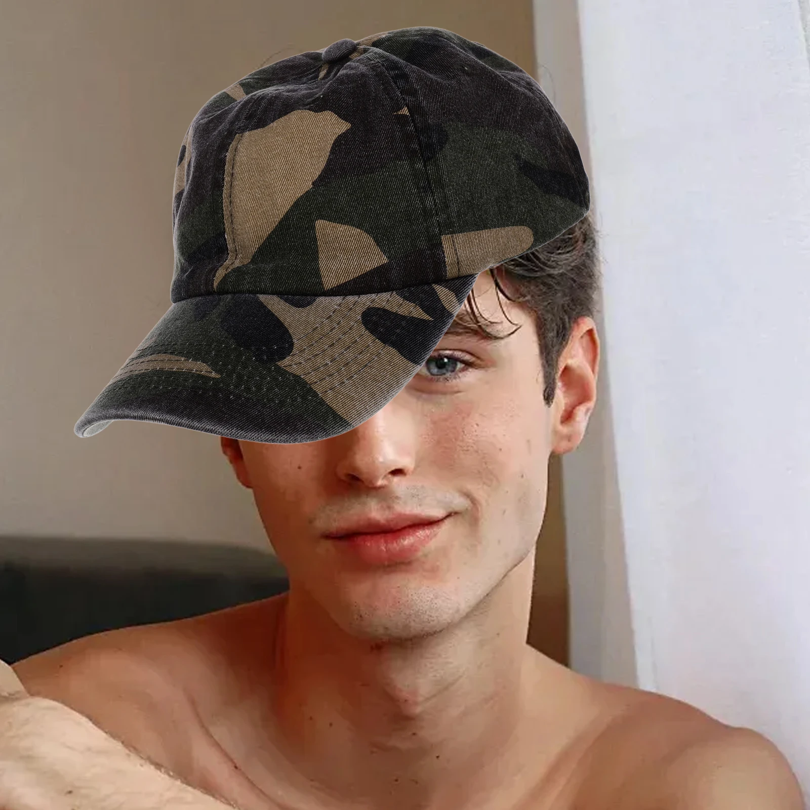 

Camouflage Baseball Cap Peaked Hat Spring Summer Quick Dry Cotton Men Women Outdoor Fishing Sun Protection Military Green Black