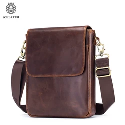 Genuine Leather Cowhide Single Shoulder Bag Casual Men Crossbody Messenger Bags Vintage  Casual Large Capacity Flip Zipper Bag