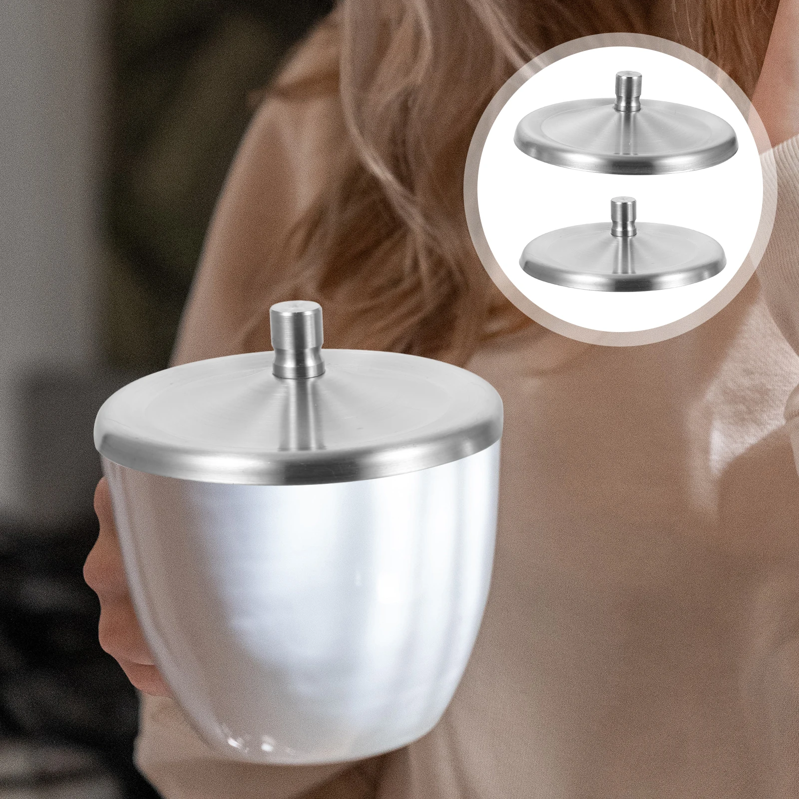 

2Pcs Stainless Steel Cup Lid Anti-Rust Reusable Mug Cover for Various Cups Home Office Travel Cup Cover