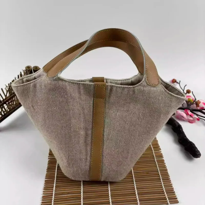 

Сумка-тоут из конопли, портативная сумка через плечо, сумка-ведро для поездок на работу