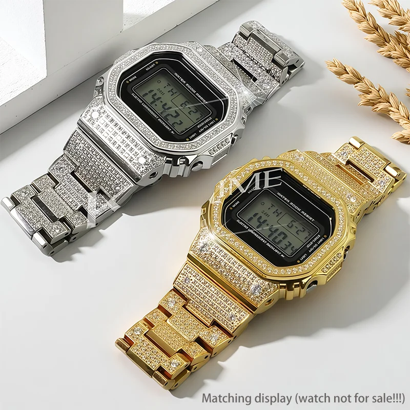 Diamond DW5600 metal case strap for Casio GSHOCK DW-5600 GW-M5610 GW-B5600 GM-5600 Mod set watch parts Stainless steel bracelet