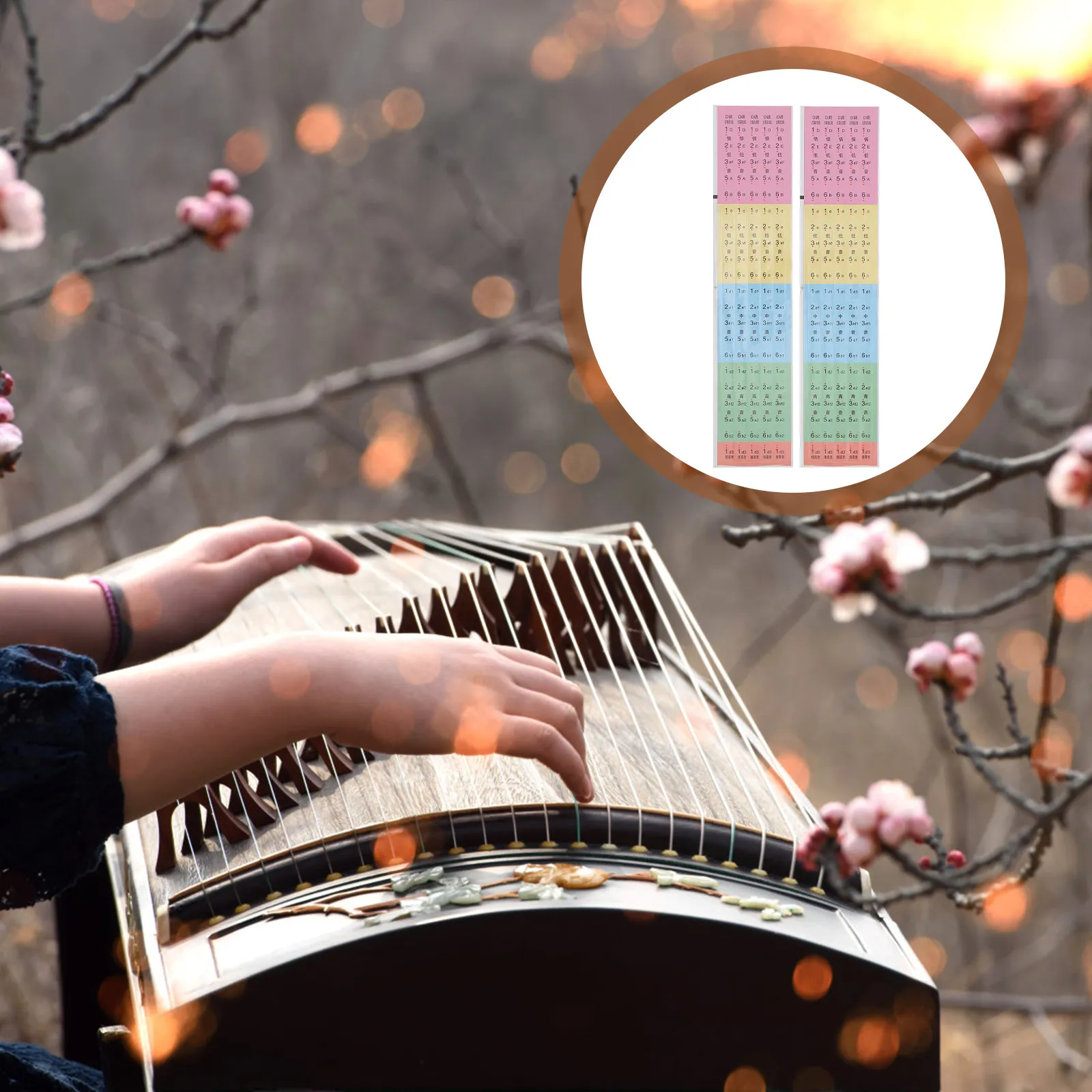 2Pcs Guzheng Scale Stickers No Residue Notes Decals for Beginners Guzheng Learning Practice Tool Accessories Music Note Scale