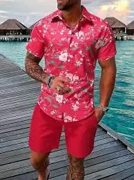

Men's Floral Shirt Short Sleeve Casual Outdoor Street Casual Daily Fall Turndown Buttons Print Pink