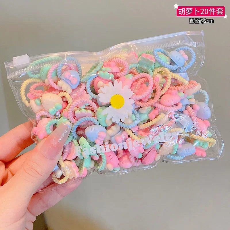 20/10 Pcs  Cute Children\'s Cartoon Fruit Girl Hair Circles Cartoon Animal Rubber Band Hair Accessories Baby No Harm Hair Rope