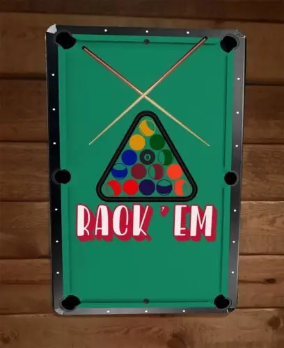 Rack Em Pool Billiards 8x12 Metal Wall Sign Poster sign