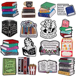 Funny Bookworm Enamel Pin Vintage Badges on Backpack Brooches For Women Men Lapel Pin Cosplay Accessories Book Lover Gifts Toys