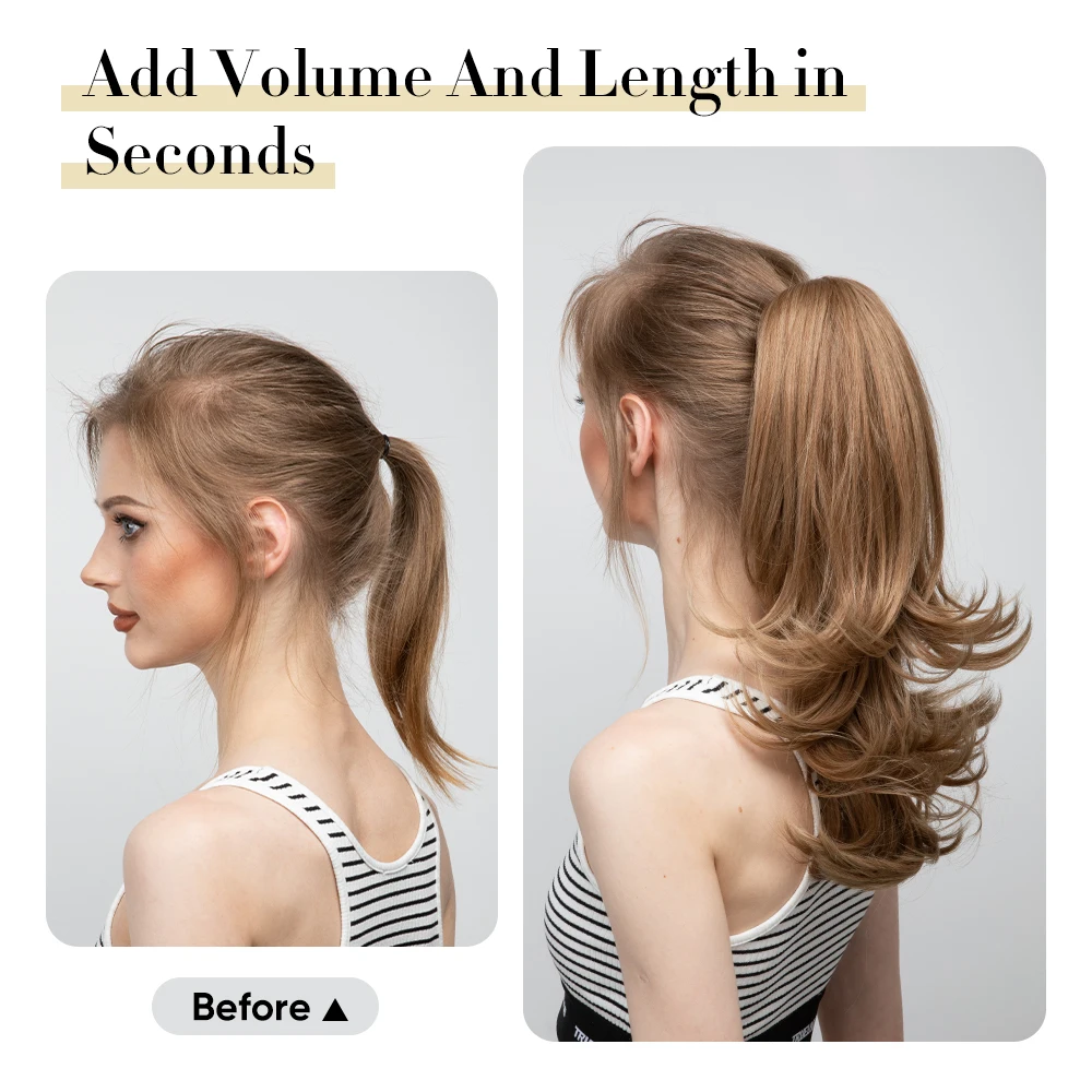 Synthetic Claw Clip In Ponytail Hair Extensions Wavy Hairpiece 14" Fake Blonde Black Hair False Pigtail With Elastic Band image 2
