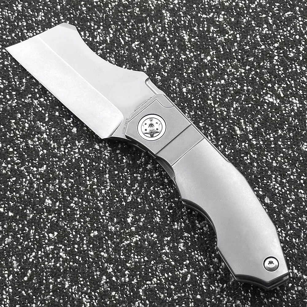 C260 포켓 접는 칼 라벨 CPM20CV 블레이드 TC4 티타늄 합금 핸들 캠핑 야외 생존 사냥 칼 EDC 방어 도구