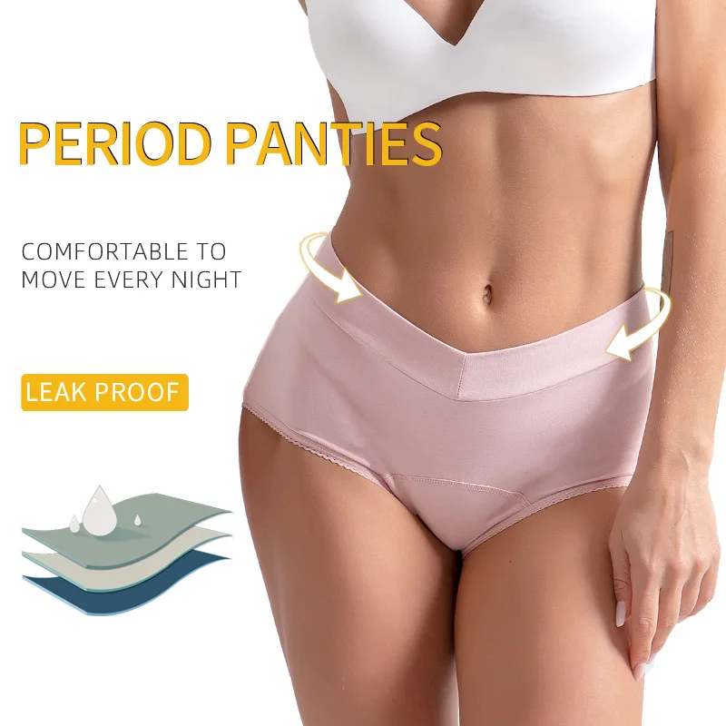 Bragas fisiológicas de algodón para mujer, ropa interior Menstrual de talla grande, a prueba de fugas, higiénicas, antibacterianas, L-5XL