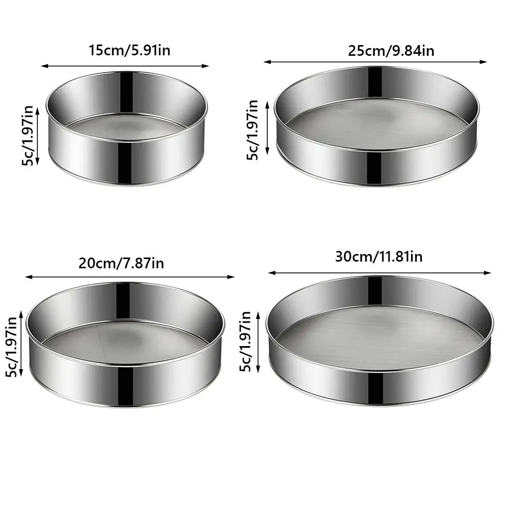 غربال دقيق مستدير الفولاذ المقاوم للصدأ 15/20/25/30 سنتيمتر شبكة منخل دقيق الفضة فائقة غرامة 60 شبكة الدقيق غربال غربال دقيق السكر