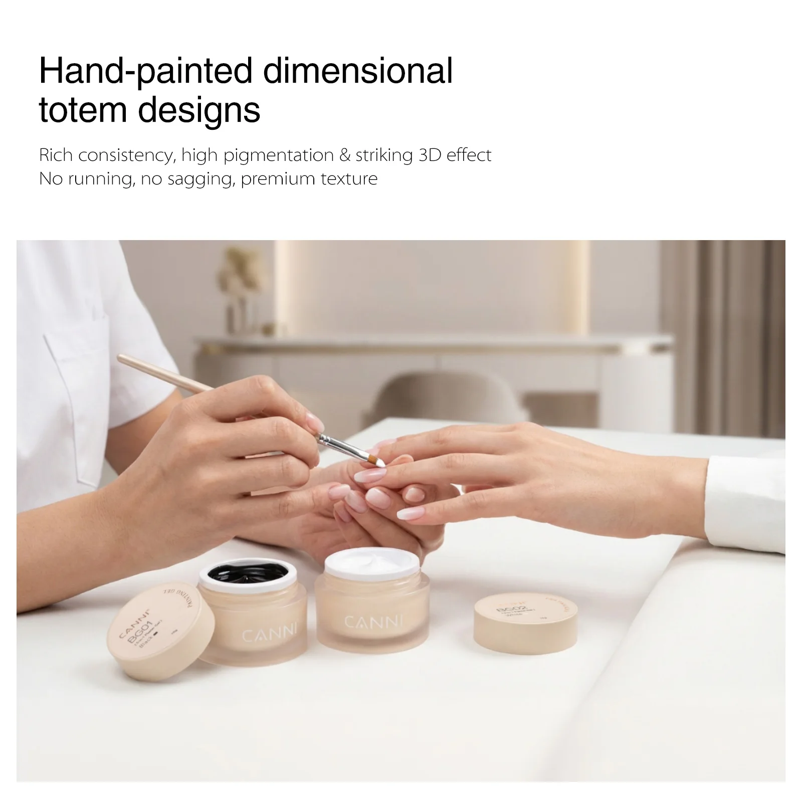 CANNI 10g No-Wipe 5-in-1 Plaster Gel HEMA TPO FREI Nail Art Funktionsgel Weiß Schwarz Nagellack Reliefmuster DIY Maniküre – Detail 11