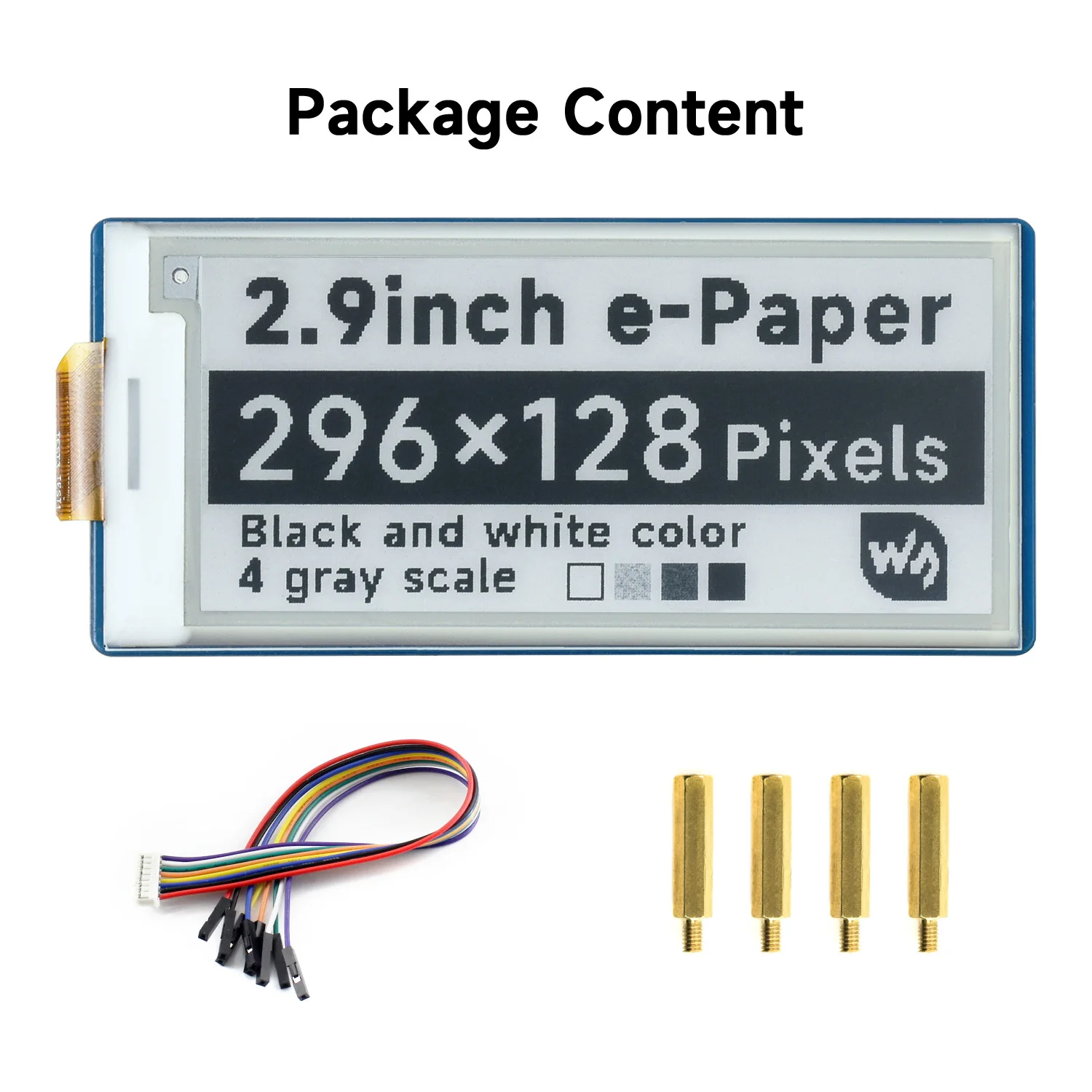 Waveshare 2.9inch E-Paper E-Ink Display Module for Raspberry Pi Pico, 296*128, Black / White, SPI