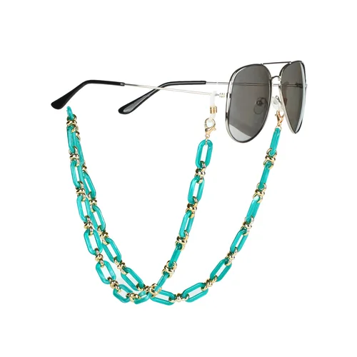 Imagen 2 del producto Cadena de botón acrílico ámbar para gafas, cadena para gafas, máscara antipérdida para mujer, cordones para gafas de sol colgantes, cordón de sujeción, collar de cuerda