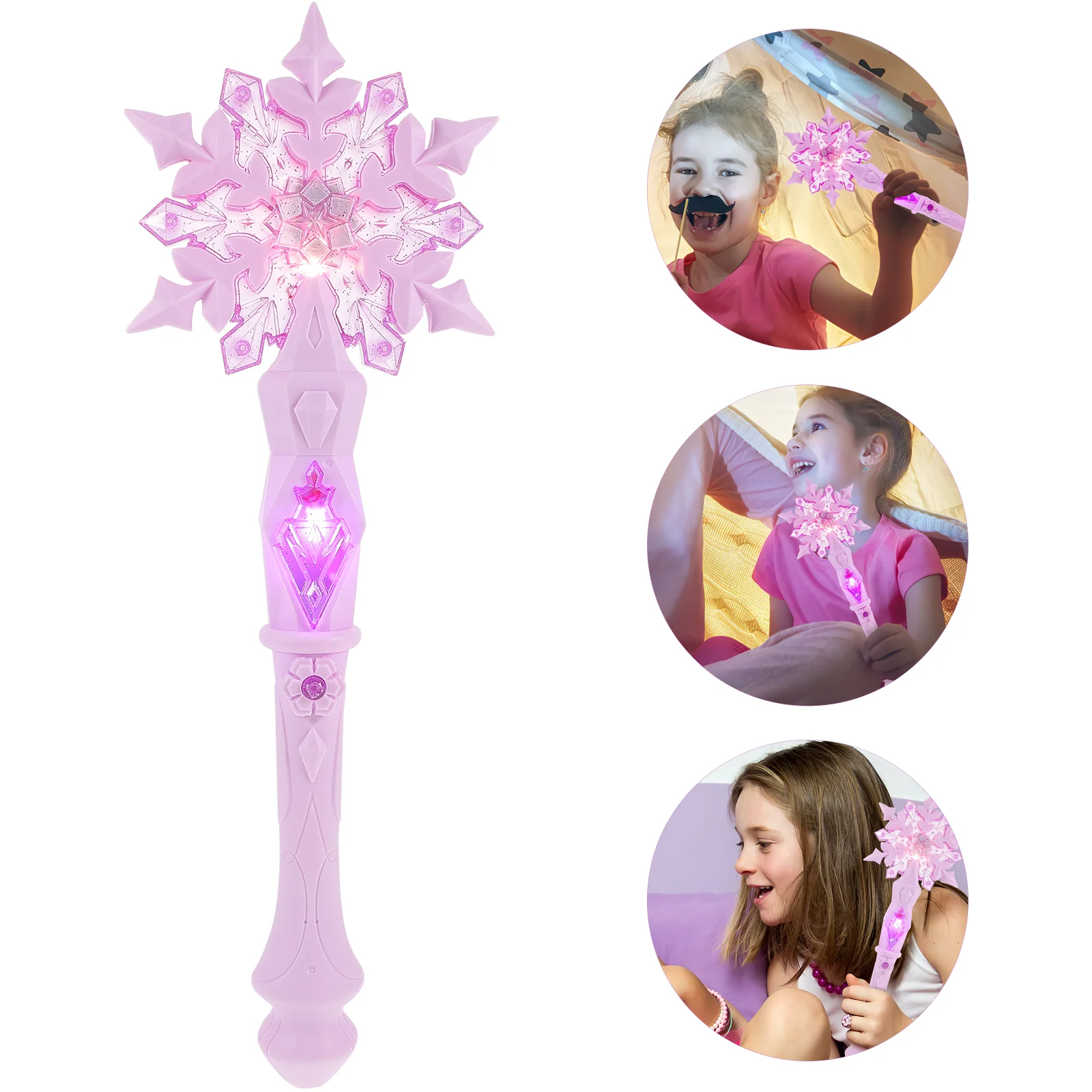 

2 Pcs Glowing Snowflake Light Up Sticks Fairy Costume Party Favor Girls Toddler Toy Flashing Kids Holiday Prop