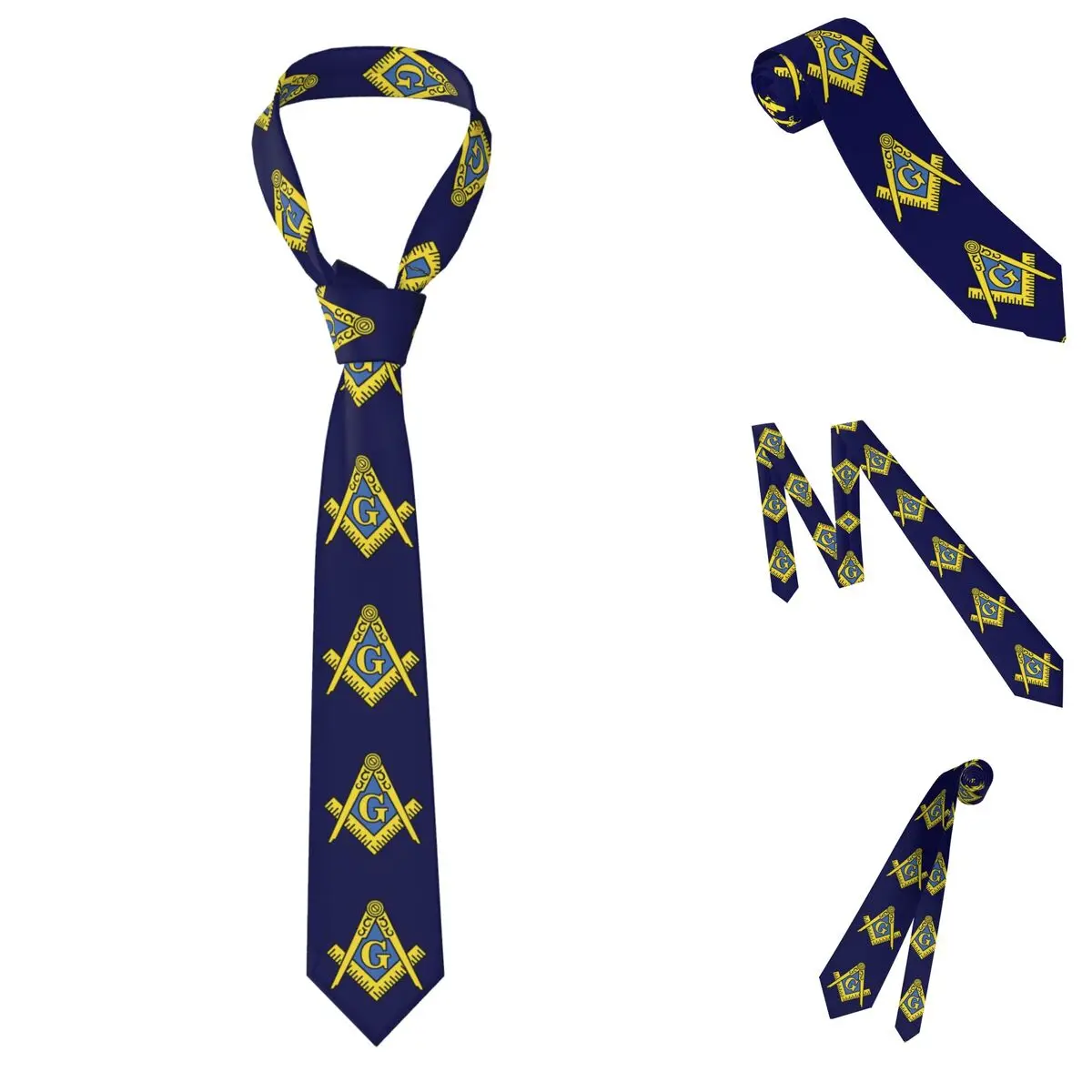 Freemason Classic Square And Compass Masonic Necktie for Men Silk Polyester Slim Neck Ties Wedding Suits Tie Casual Gravatas