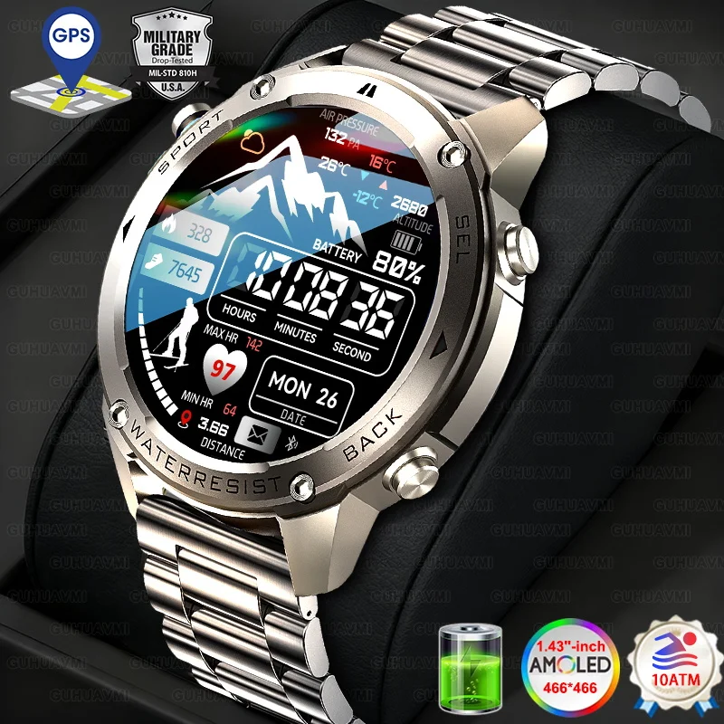 

2025 New Military T-Rex3 Ultra GPS Smart Watchs Built in GPS Compass Altimeter Barometer 10ATM Waterproof 500mAh Sports Bracelet