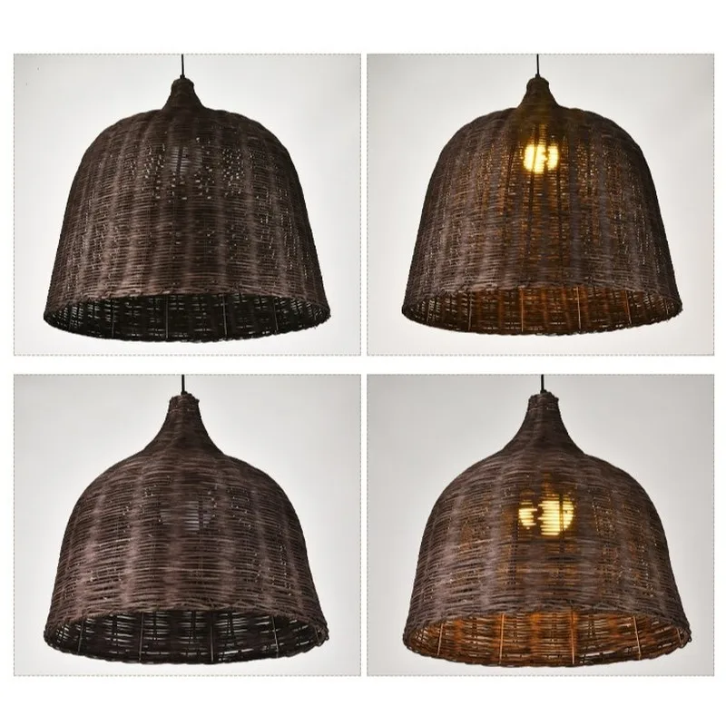 Rattan wicker pendant lamp Handmade Rattan Weaving Pendant Lights Restaurant Cafe Dining Room Hanglamp Home Decor Bamboo Lamp