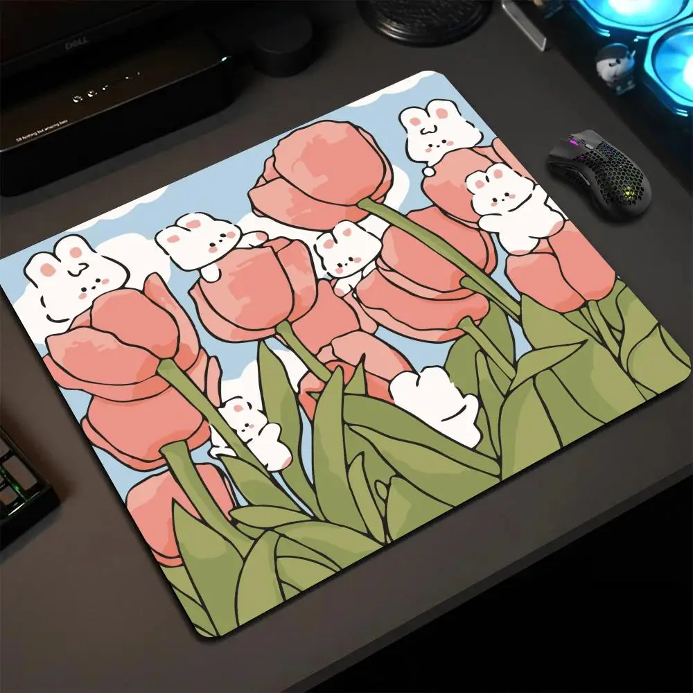 

Коврик для мыши с милым кроликом, игровой коврик для мыши для ноутбука, офисный игровой настольный коврик, коврики для клавиатуры ПК, резиновый противоскользящий настольный коврик 40x45 см