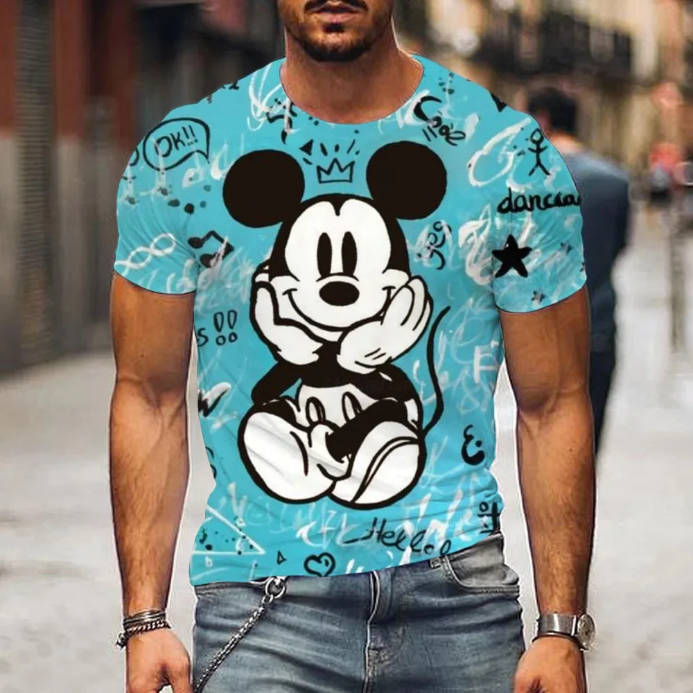 New Mickey Mouse T-shirt Fashion Disney 3D Printing Men's T-shirt Loose Casual Boys Girls Short Sleeve Disney Clothing