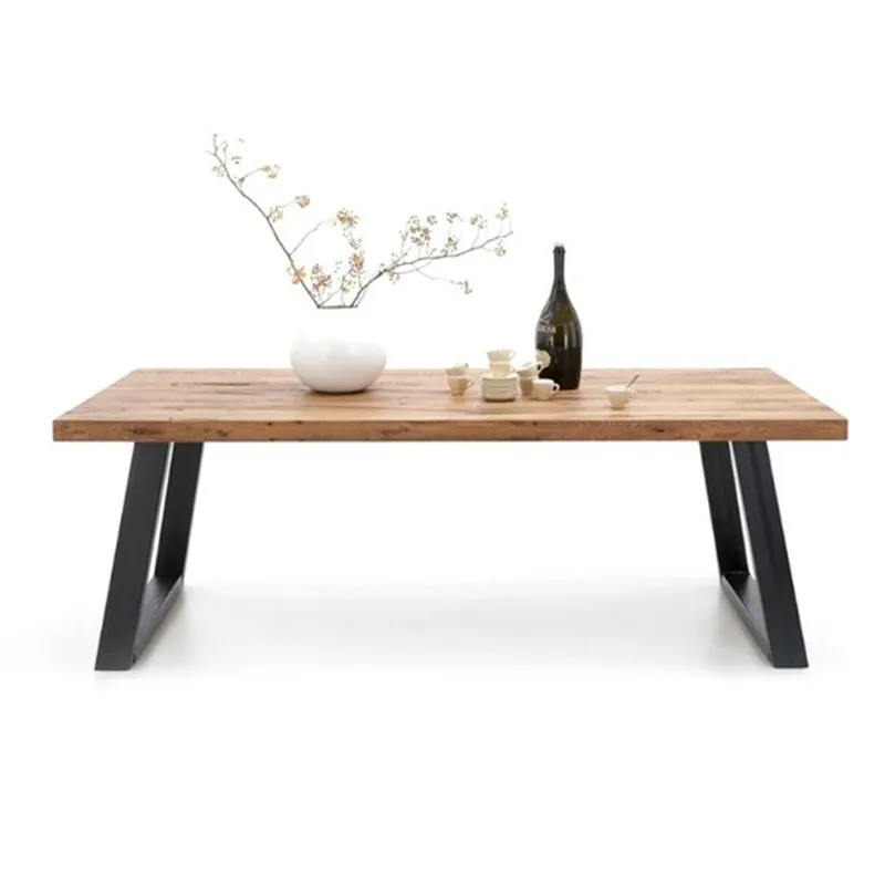 

Американский кантри из кованого железа, креативный старый повседневный стол, обеденный стол в индустриальном стиле, ретро, обеденный стол из цельного дерева для встреч