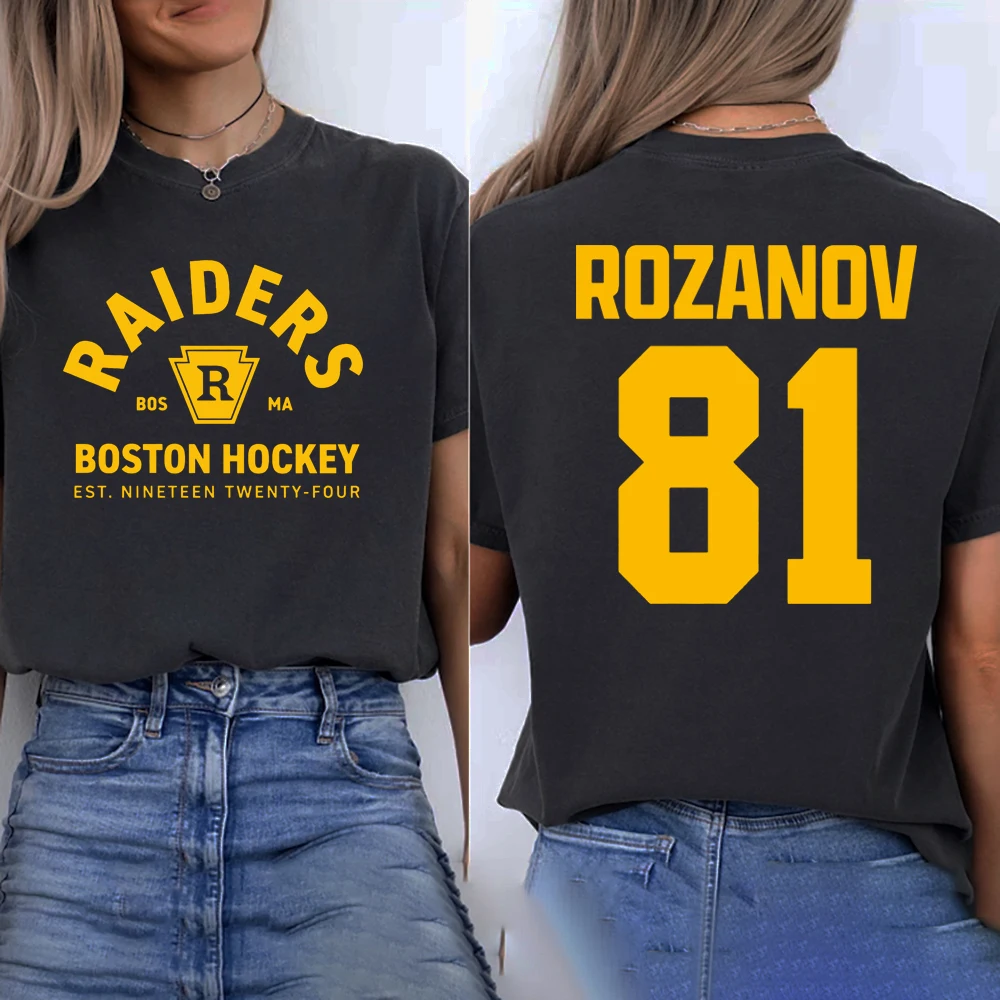 

Ilya Rozanov 81-Boston Raiders Unisex Tee Hockey Romance Fan Shirt Short Sleeve Casual T-shirt Lya Rozanov Shane Hollander Shirt
