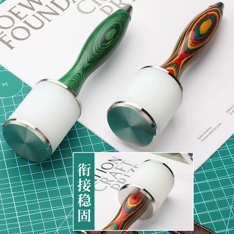 Leather Craft Carving Hammer Wooden Handle Nylon Mallet Punching Cutting Tools For Stamping Sew Leather Colored Wooden Handle