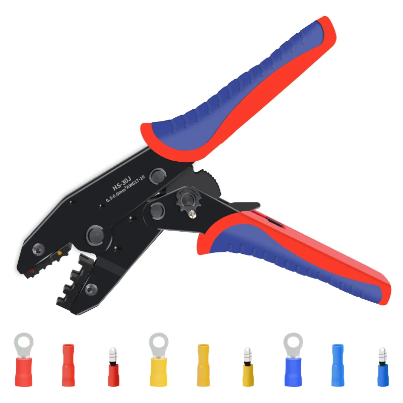 Wire terminal crimping pliers kit HS-30J automotive terminal docking bullet shovel fork ring crimping pliers 0.5-6mm ²/ 17-10AWG