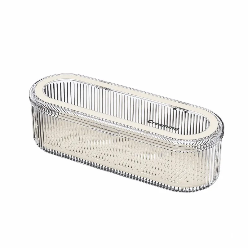 Creative Grid Makeup Brush Storage Box Dustproof and High-end Dressing Table Organizer Box Large Capacity Powder Puff Makeup Box