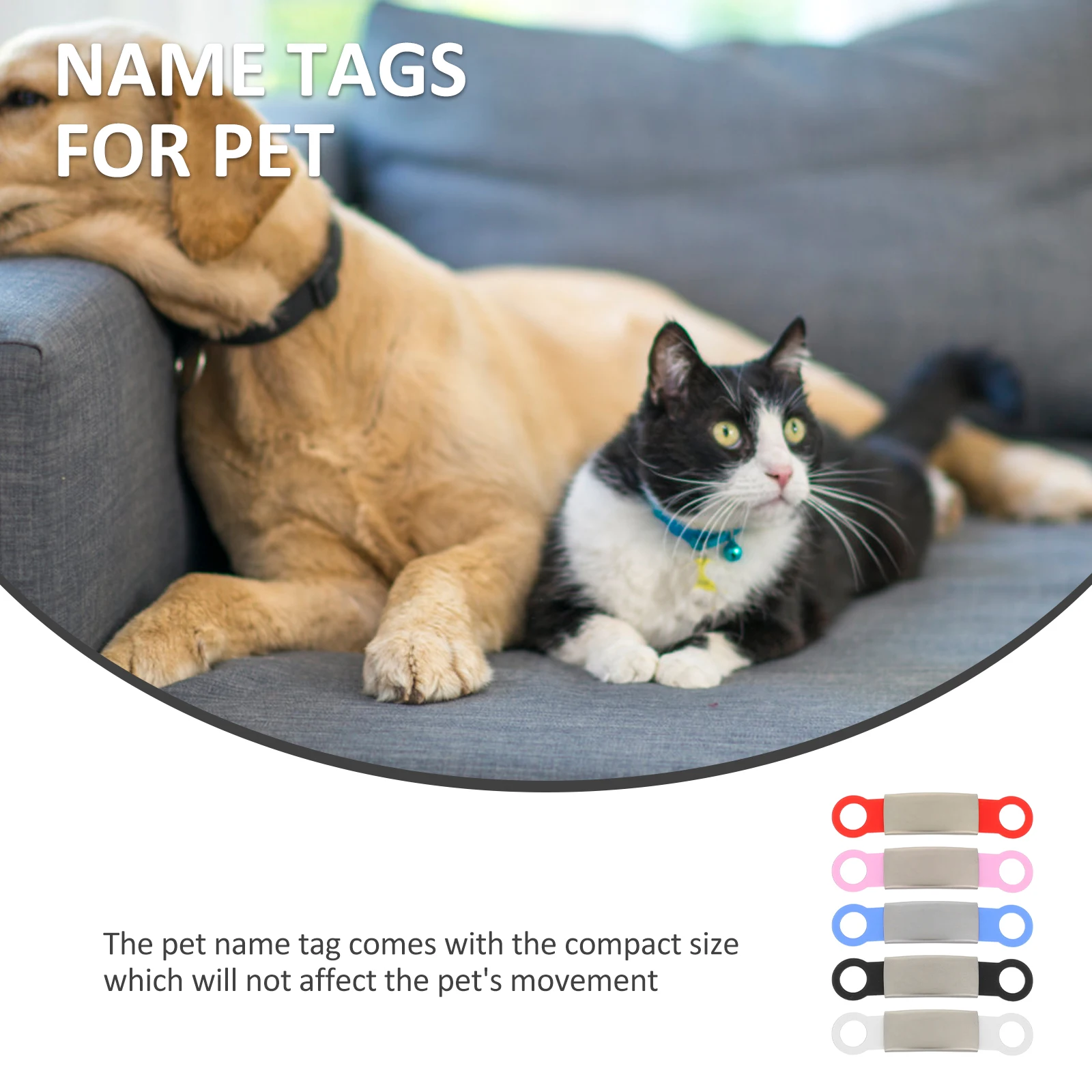 

5PCS Collar Accessories Engraved Dog Id Tags Silica Gel Decorative Pet Tag for Dogs Cat Necklace