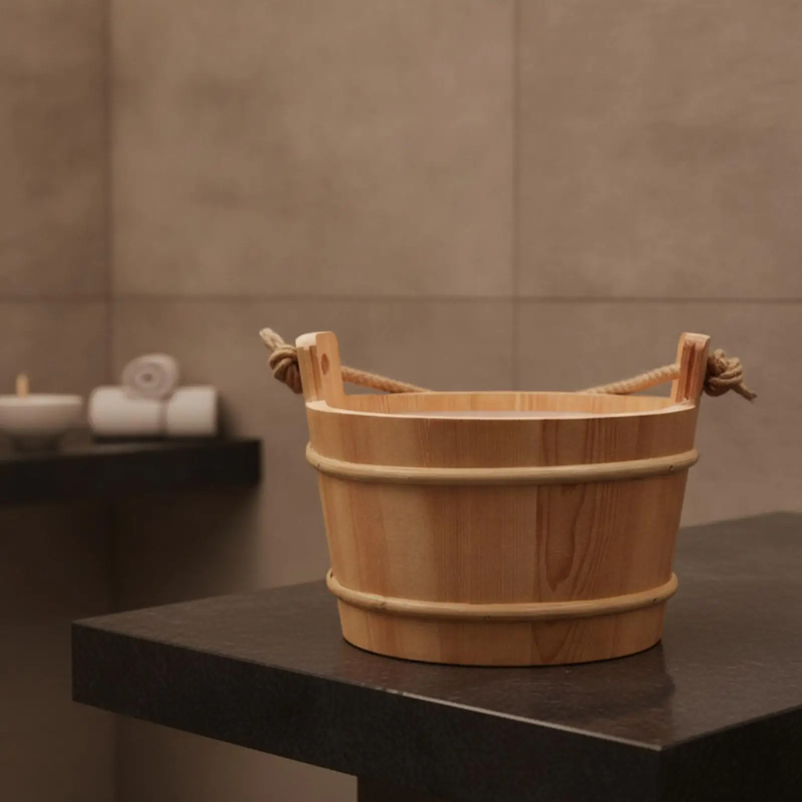 rustic-wooden-sauna-bucket-water-holding-red-cedar-rope-handle-essential-sauna-bath-accessory