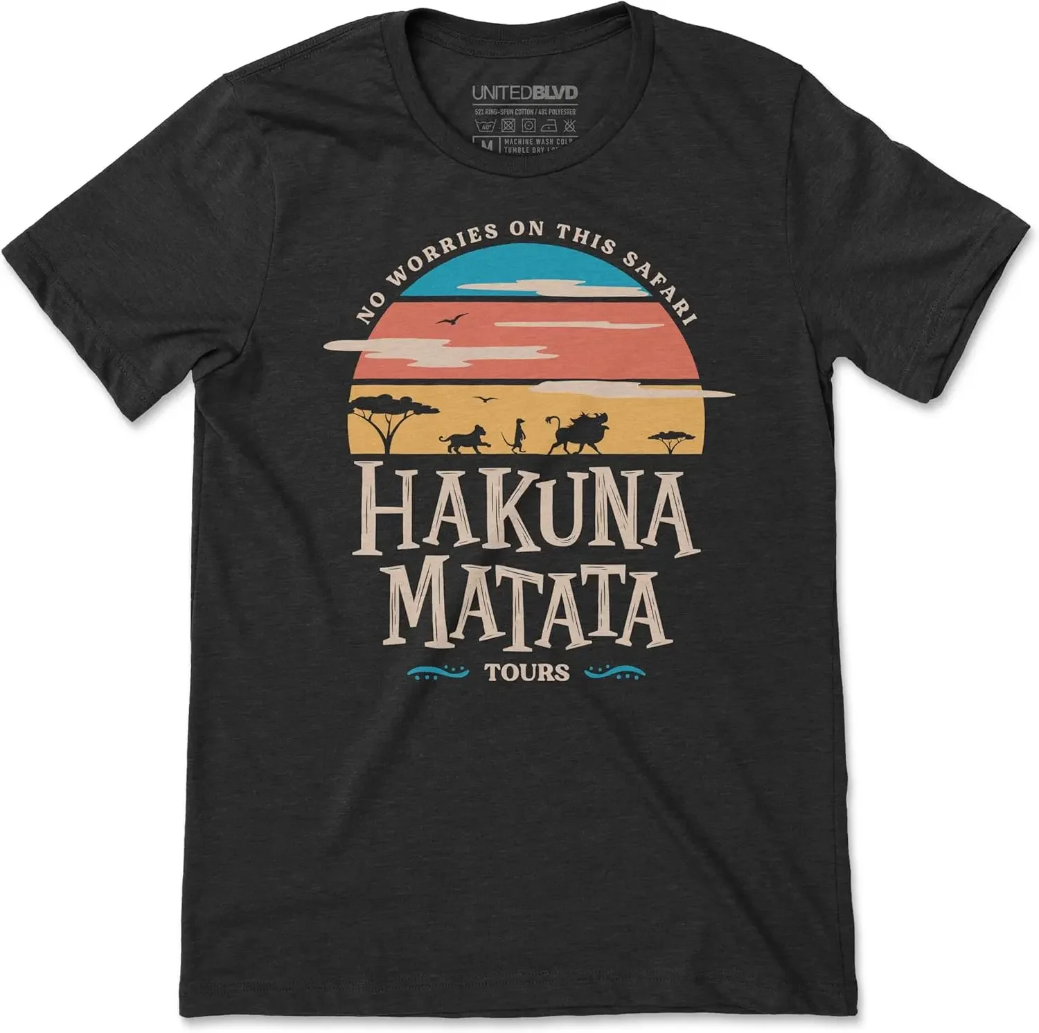 

Футболка унисекс с персонажем Hakuna Matata Tours | Мультяшная винтажная футболка с рисунком | Идеально подходит для отпуска и повседневного ношения