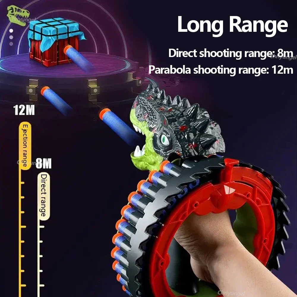 Soft Bullet Gun Toy Spinning Dinosaur Wrist Gun Electric Burst Pistol Blaster Shooting Game