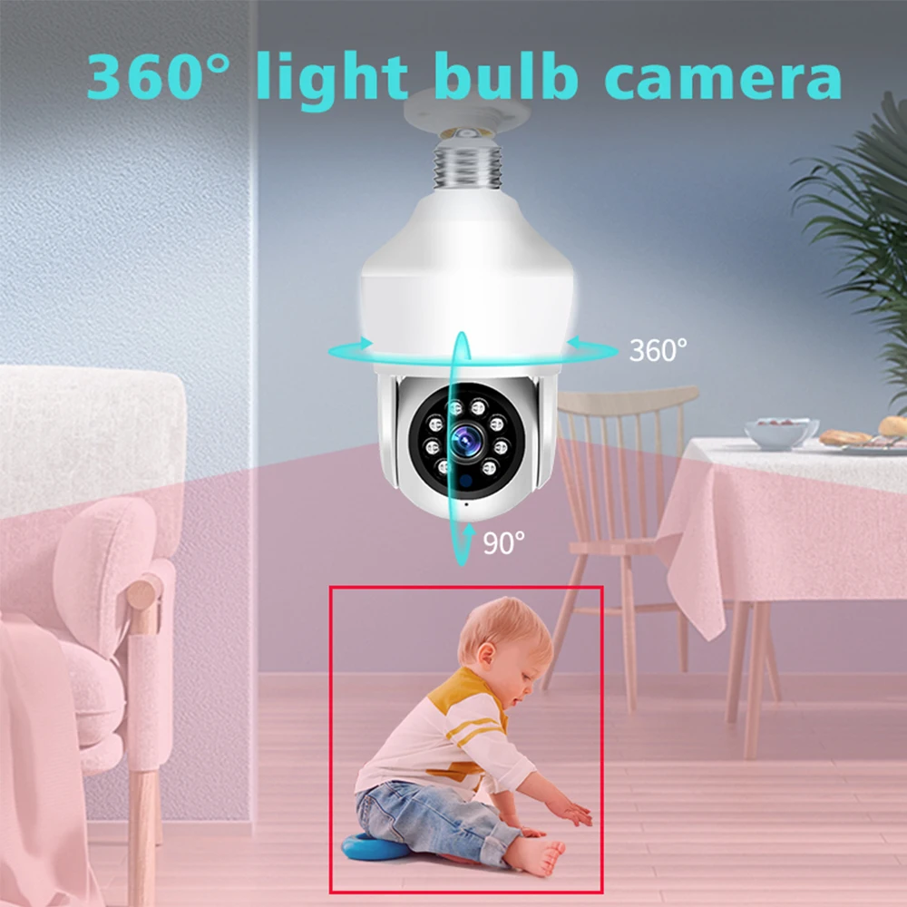 Caméra de budgétaire WiFi 5MP, 800 lumens, lampe murale de jardin, caméras de sécurité, protection de sécurité, surveillance PTZ, caméra à ampoule