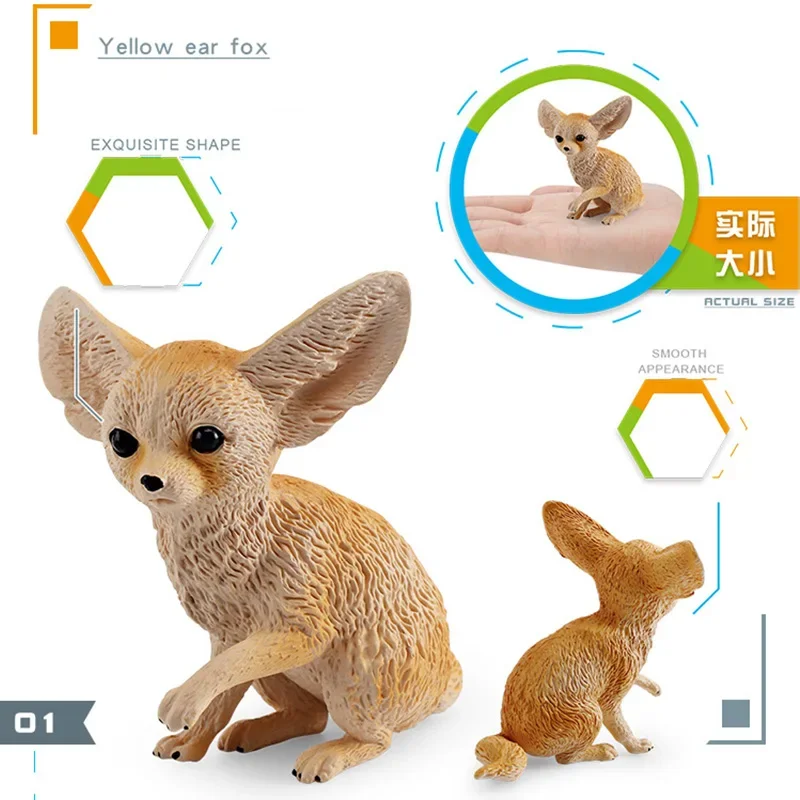 Figuras de raposa selvagem para crianças, fofas, florestas, animais, fennec, raposa, ornamento, brinquedos educativos