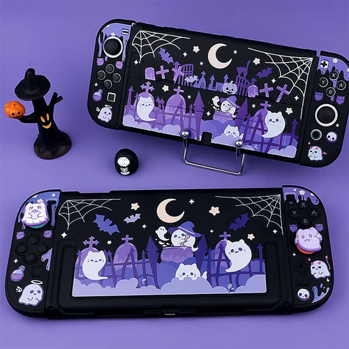 Imagen 1 del producto Funda para Nintendo Switch 2, carcasa protectora acoplable, cubierta dura Cool Black Ghost, accesorios para controlador JoyCon NS Switch 2