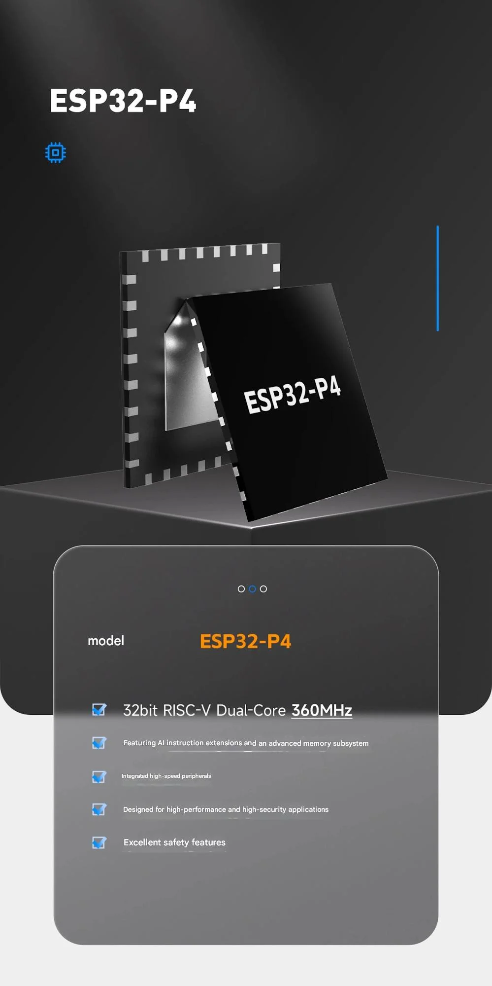 ESP32 P4 Chip Low Power Dual Core RISC V AI Expansion Image Processing Subsystem 2pcs Min Order